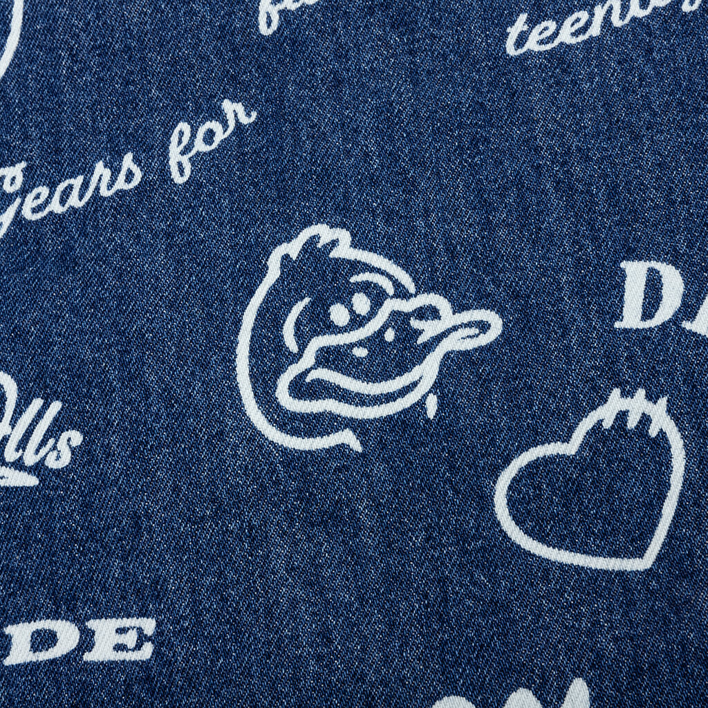 Printed Denim Coverall Jacket - Indigo - Image 5