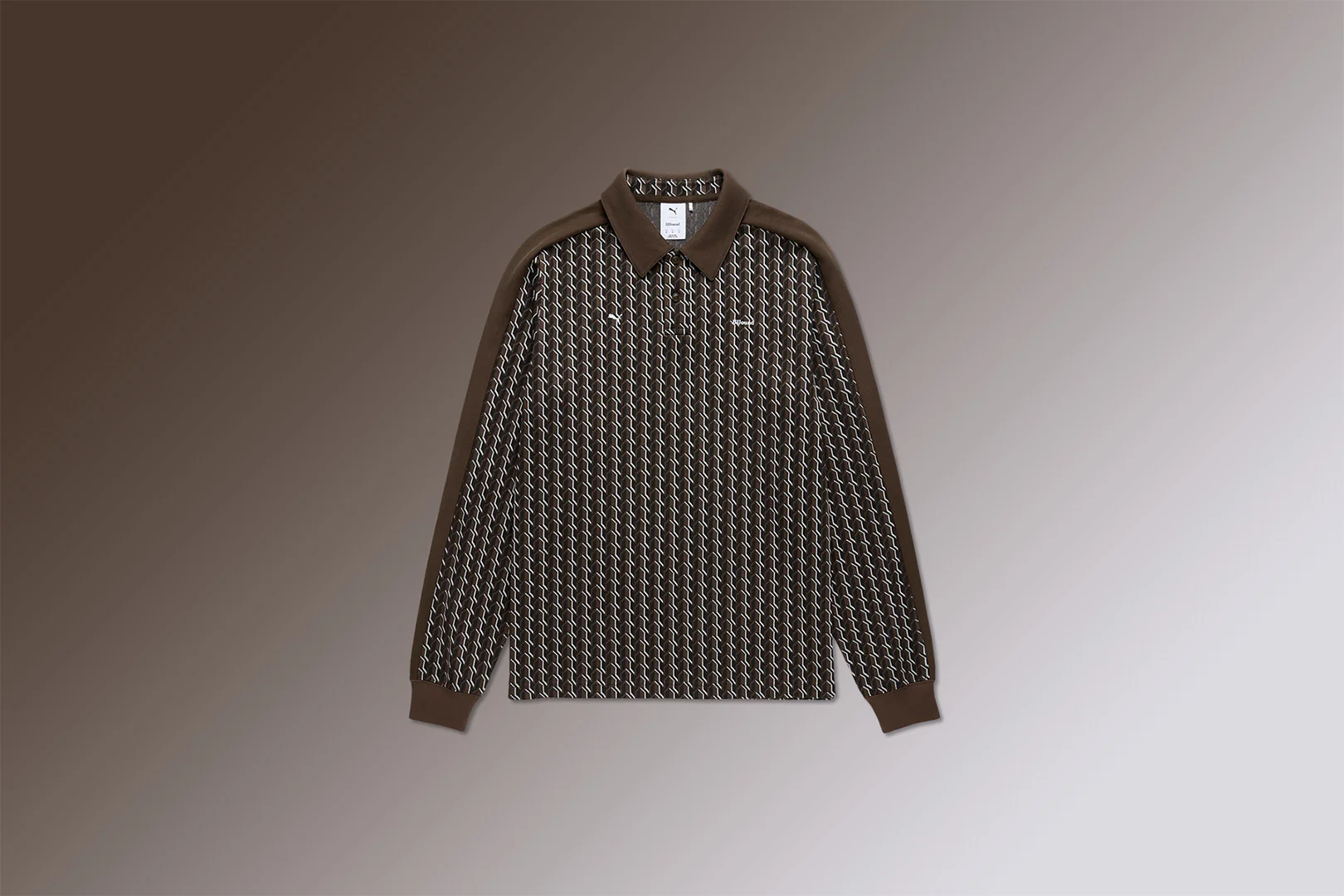 Puma x JJJJound T7 Longsleeve Polo - Chocolate - Image 2