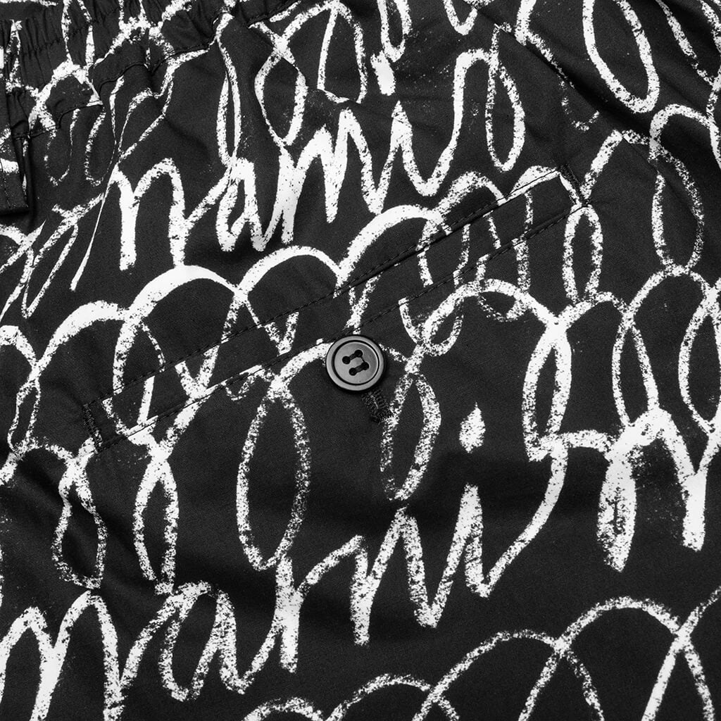 Scribbled Poplin Shorts - Black - Image 3