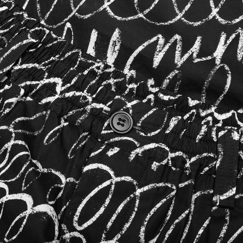 Scribbled Poplin Shorts - Black - Image 4