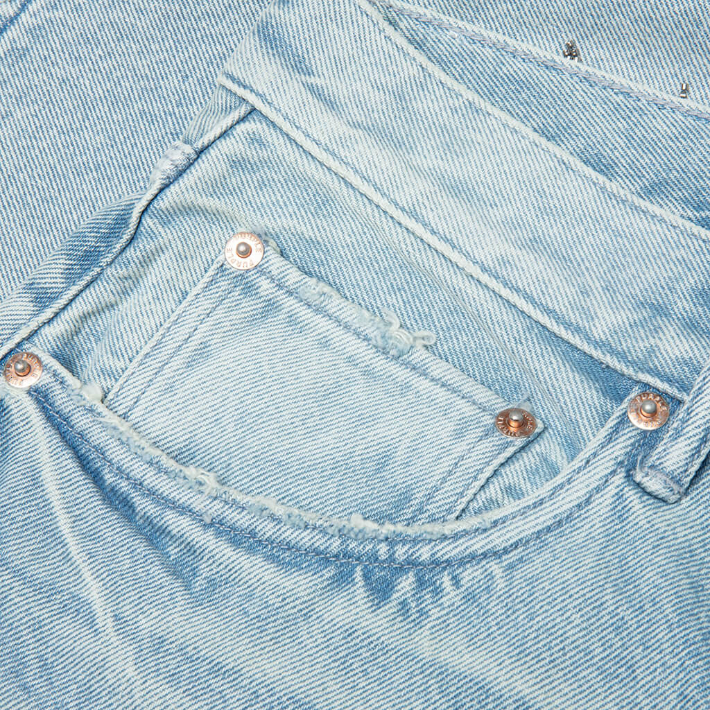 Beaded Splatter Denim Shorts - Light Indigo - Image 3