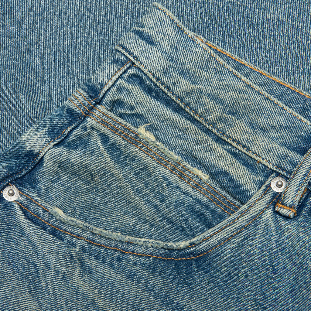 Beaded Splatter Denim Shorts - Mid Indigo - Image 3