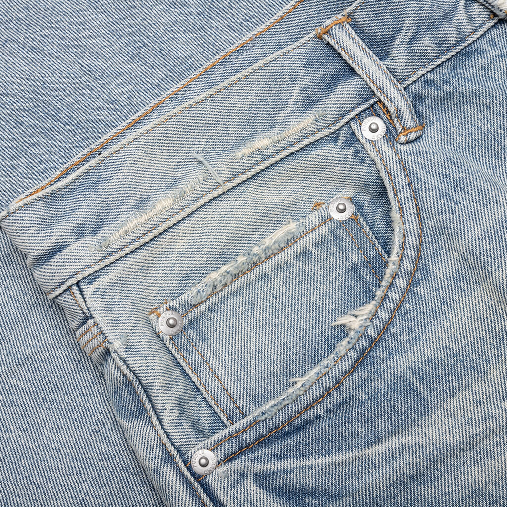 Knee Blowout Dirty Jeans - Light Indigo - Image 3