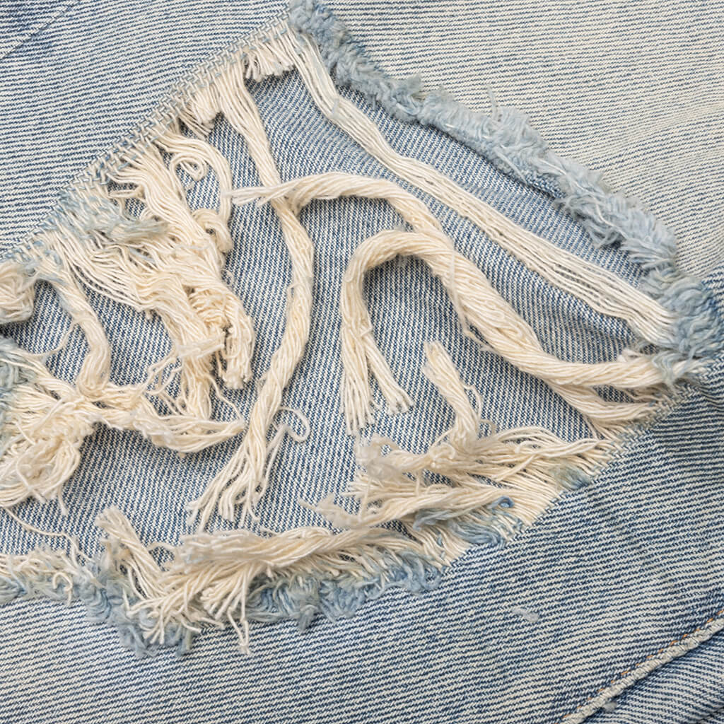 Knee Blowout Dirty Jeans - Light Indigo - Image 4