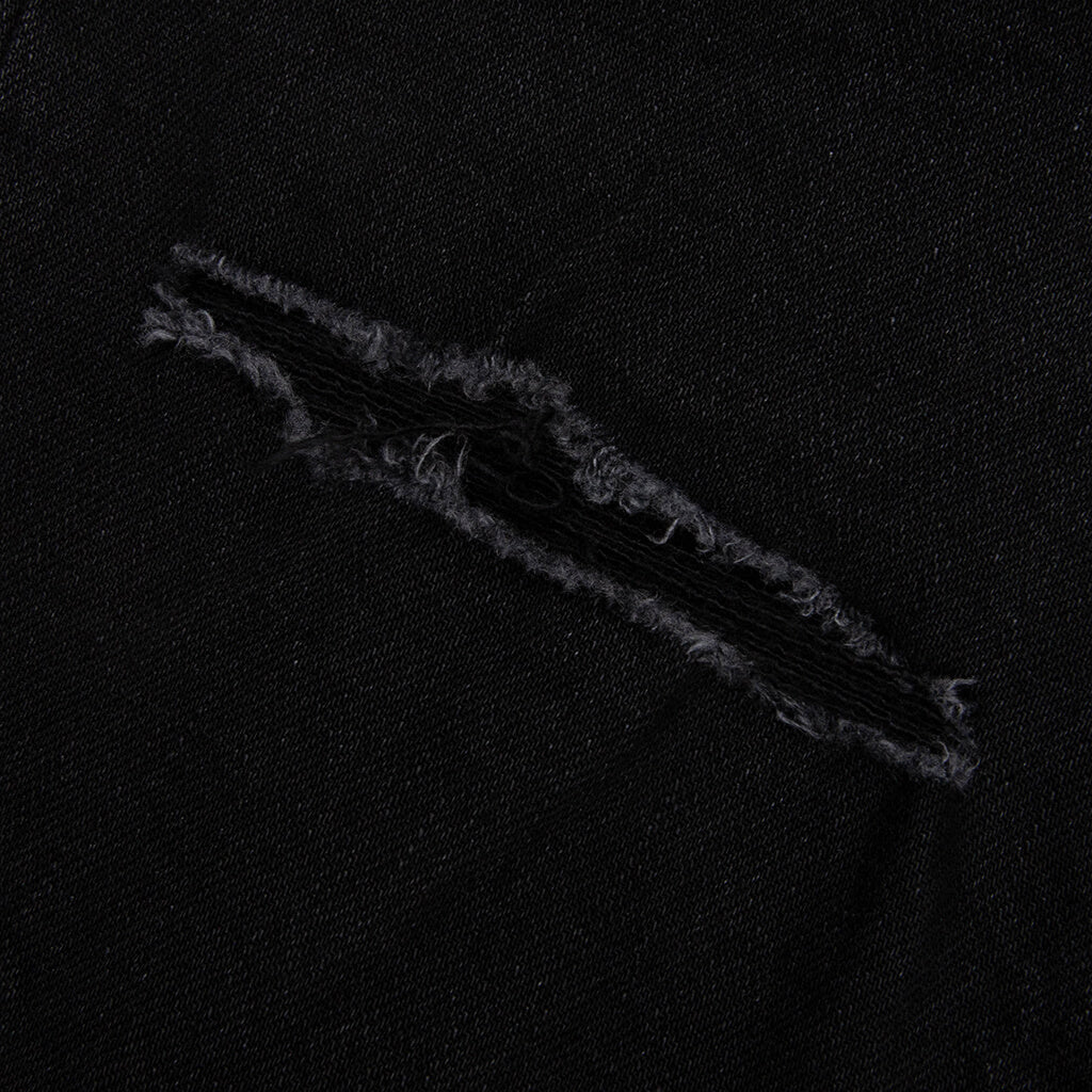 P002 Knee Slit Rinse Slim Denim Pants - Black - Image 4