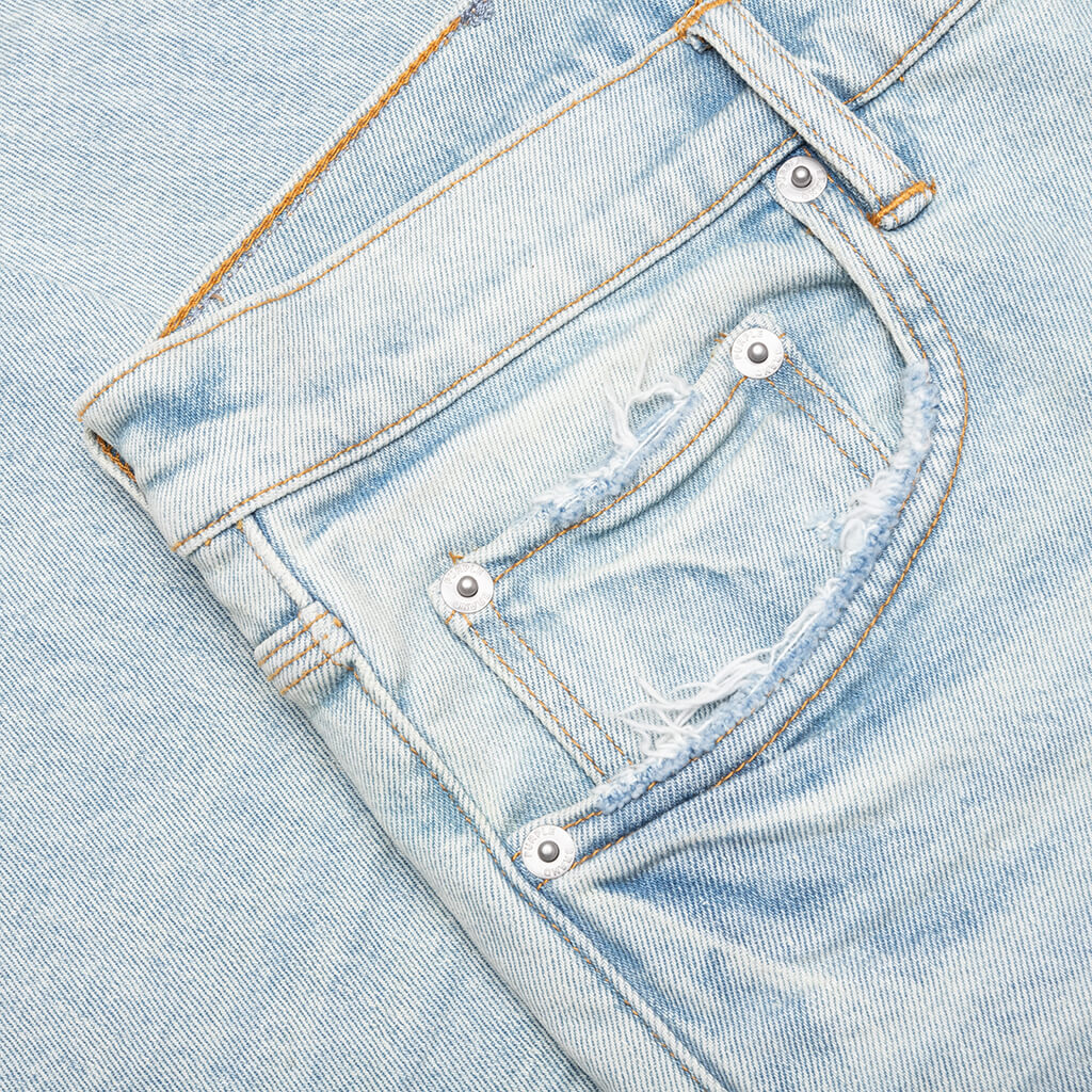 Skinny Fade Distressed Jeans - Light Indigo - Image 3
