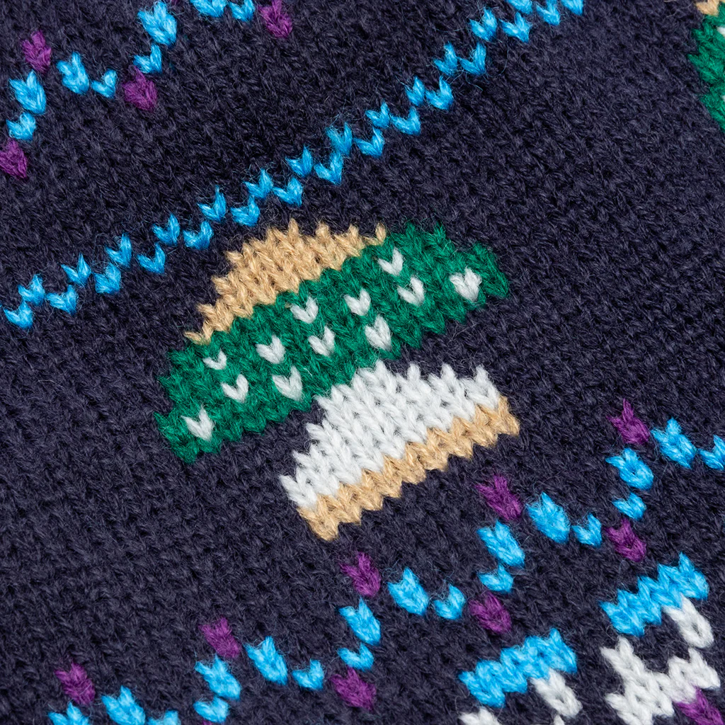 Knitted Shroomer Beanie - Navy - Image 2