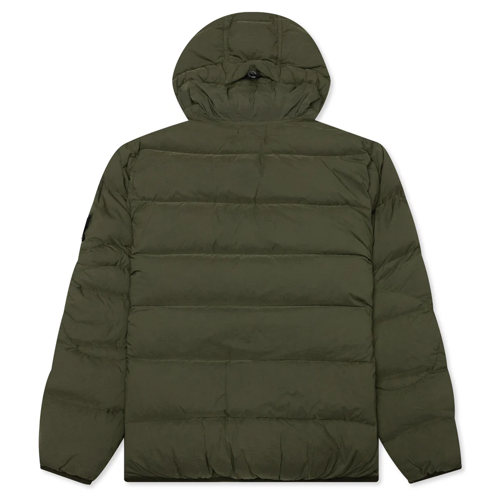 Real Feather Hooded Jacket - Olive - Image 2