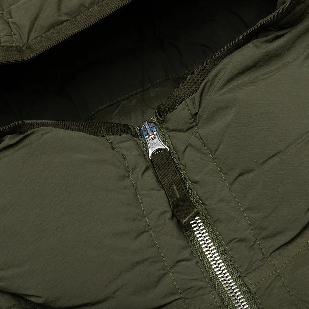 Real Feather Hooded Jacket - Olive - Image 3