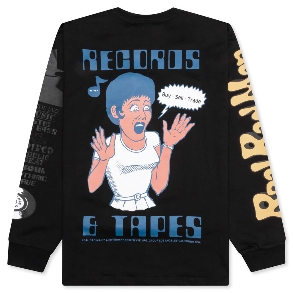 Records And Tapes L/S Tee - Black - Image 2