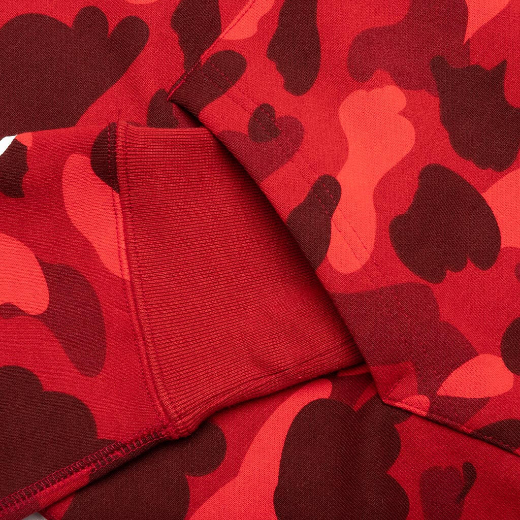 Color Camo Shark Pullover Hoodie - Red - Image 5