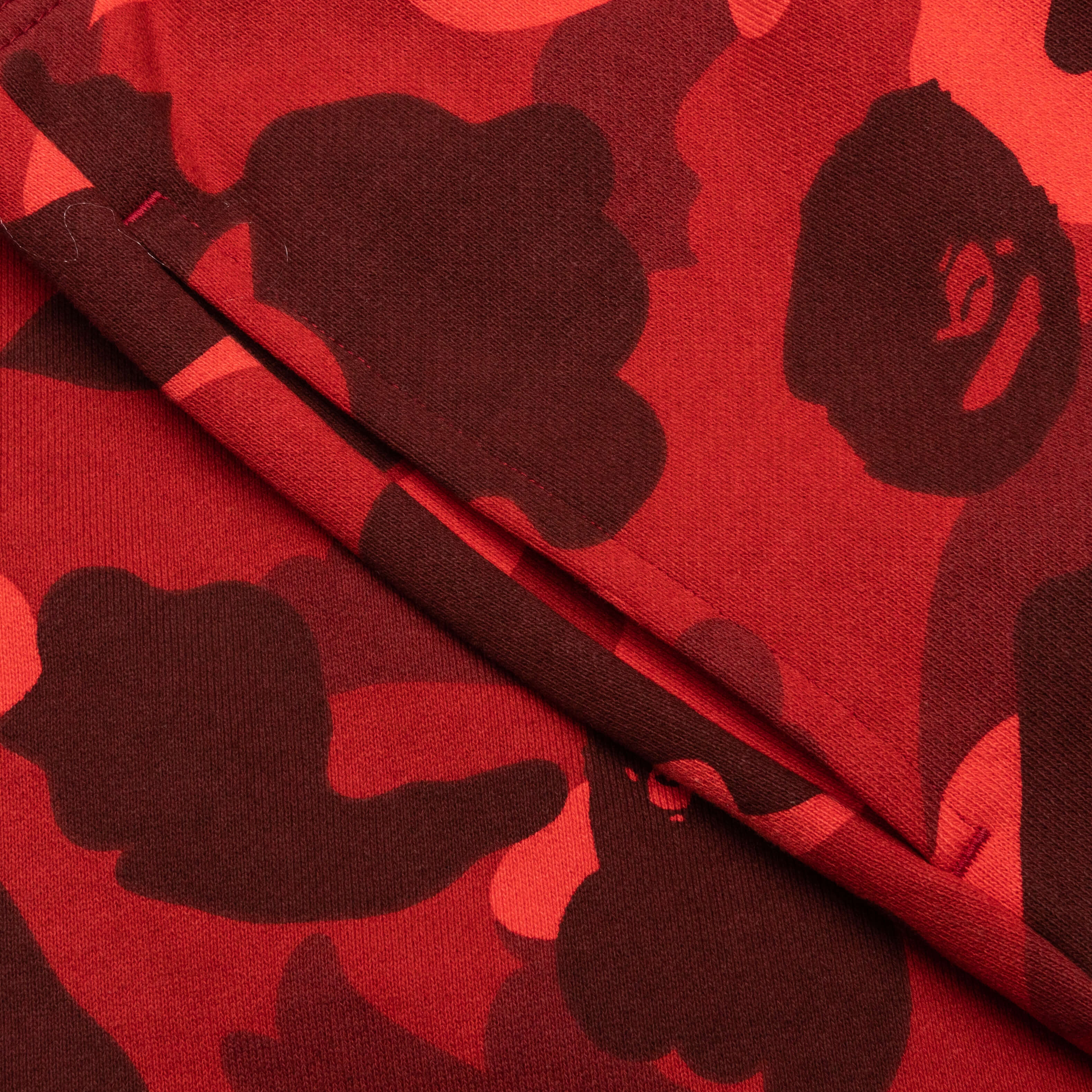 Color Camo Shark Sweat Shorts - Red - Image 4