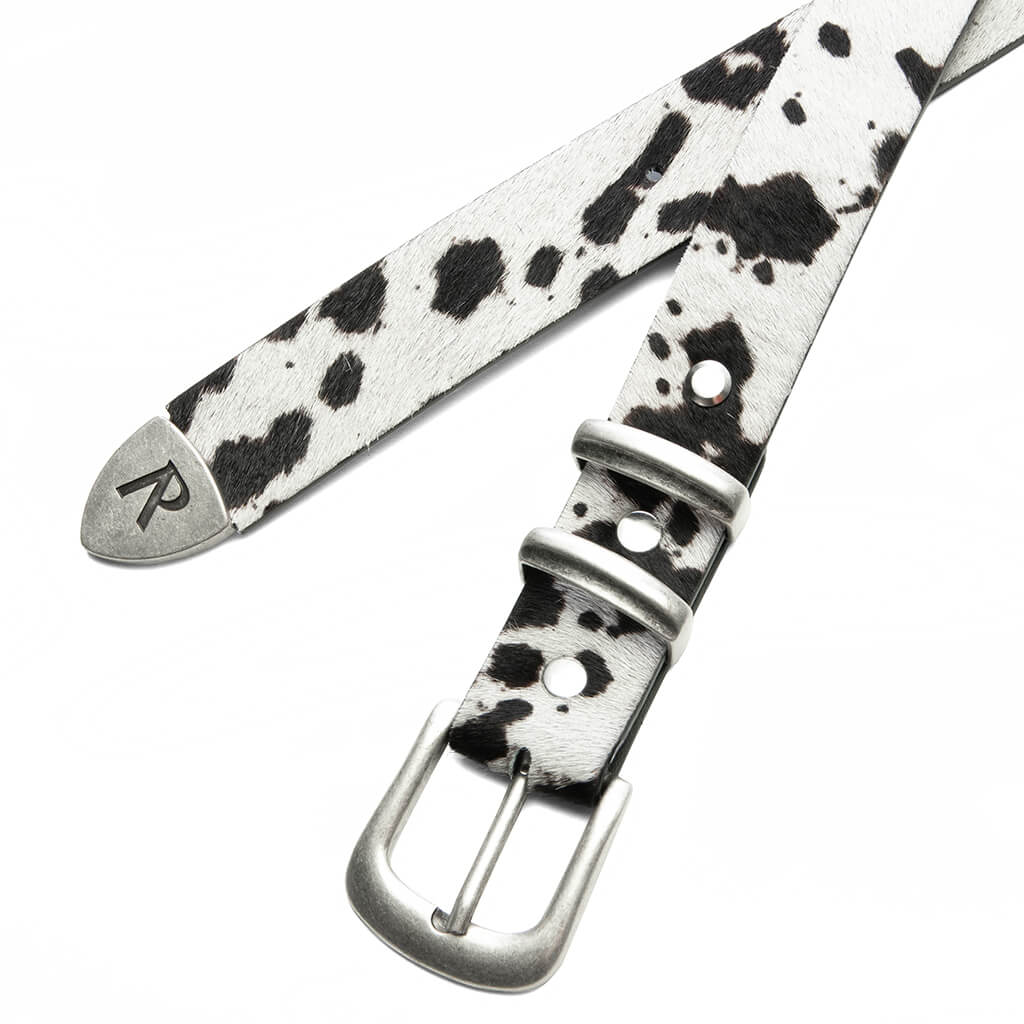 Cow Hide Rodeo Belt - Flat White/Jet Black - Image 2