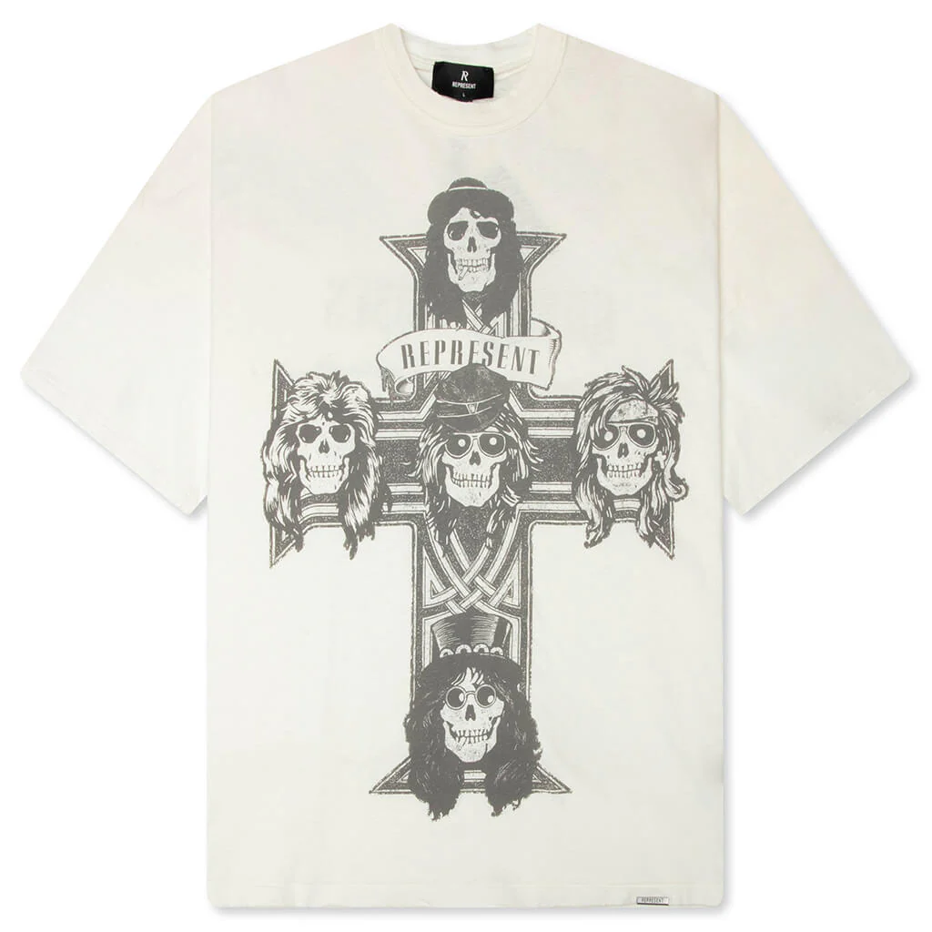 Represent x Guns N' Roses Cross T-Shirt - Washed Ecru