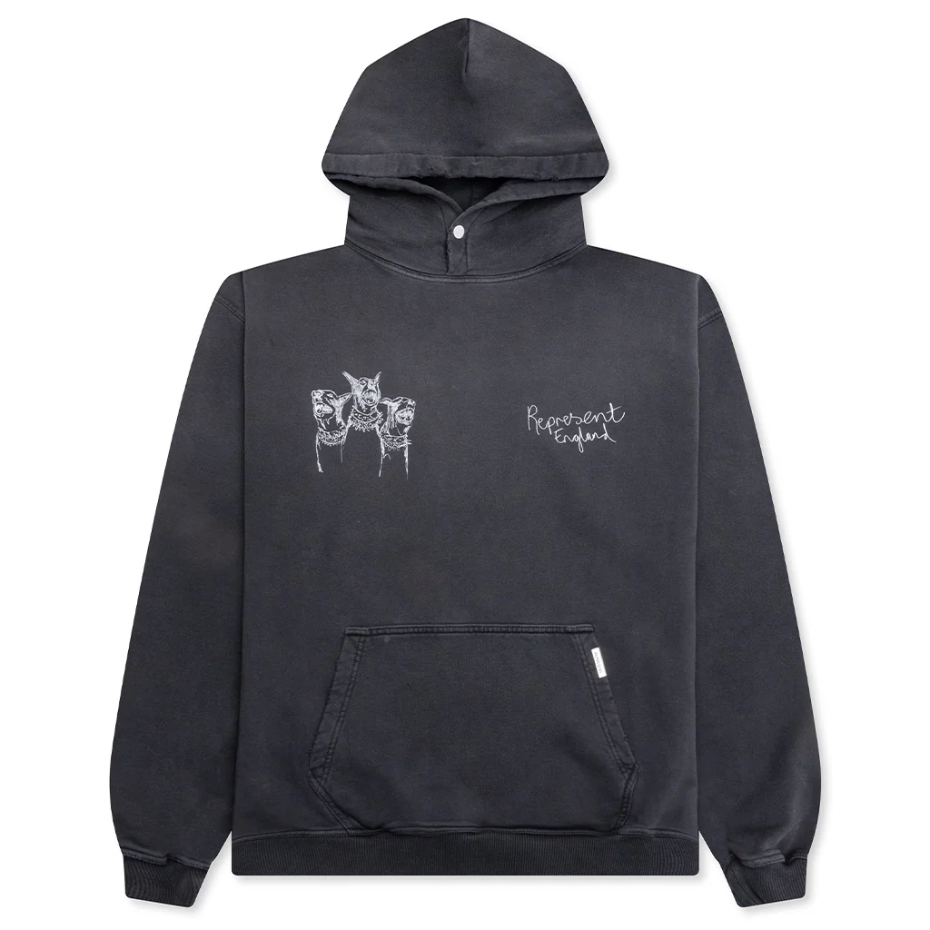 Hand Drawn Thoroughbred Dogs Hoodie - Aged Black
