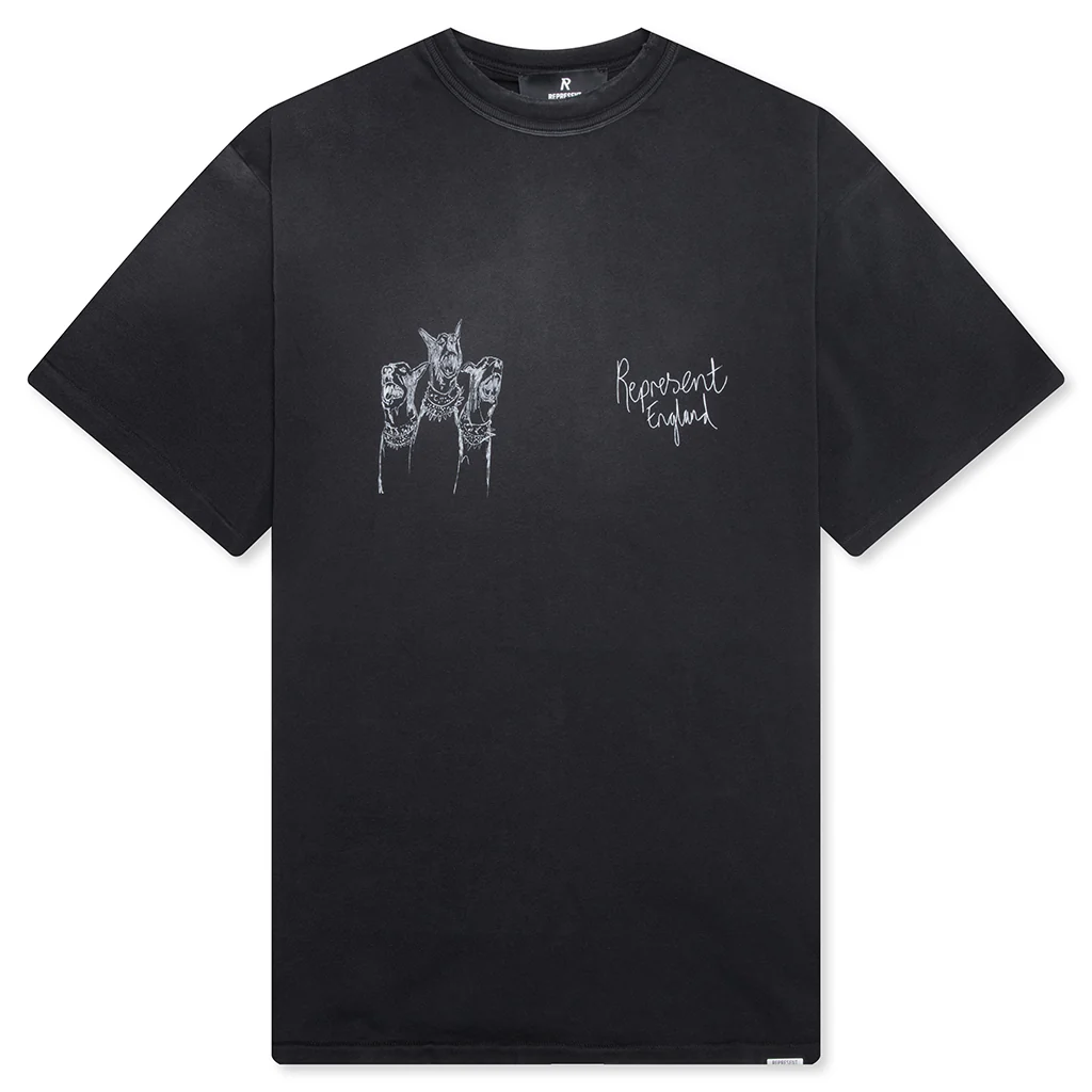 Hand Drawn Thoroughbred Dogs T-Shirt - Aged Black