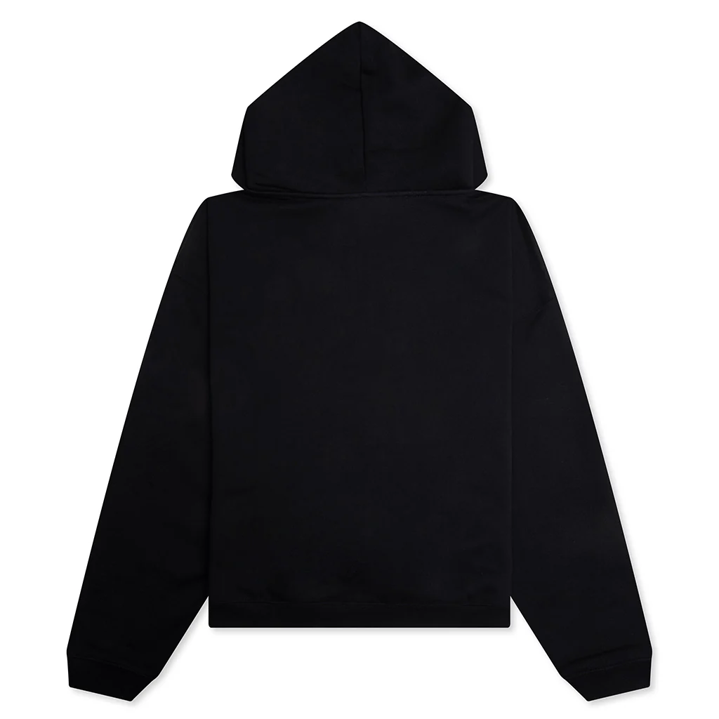 Initial Boxy Oversized Zip Through Hoodie - Black - Image 2