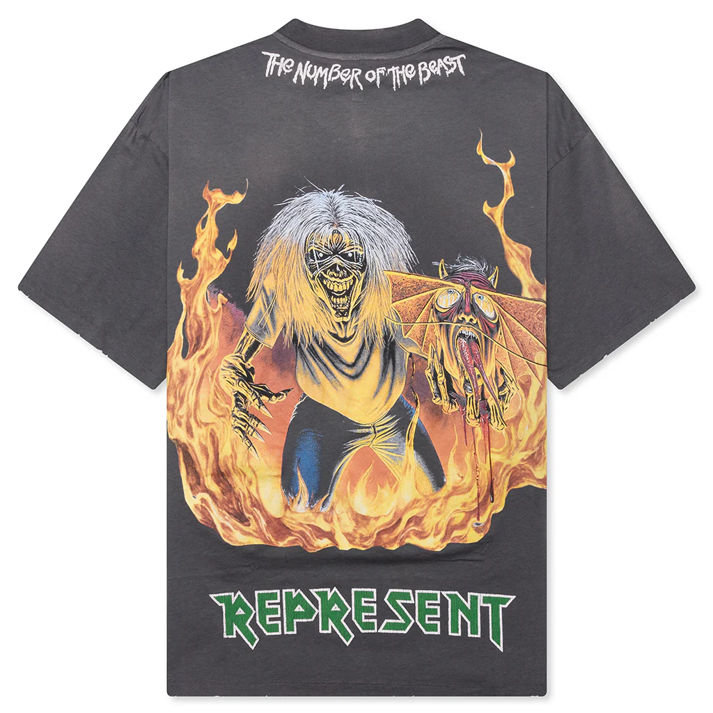 Represent x Iron Maiden Number Of Beast T-Shirt - Sunfade Grey - Image 2