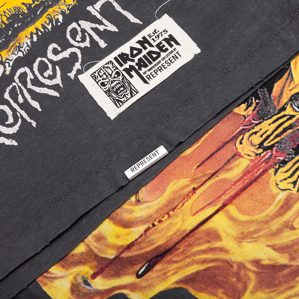 Represent x Iron Maiden Number Of The Beast Long Sleeve T-Shirt - Sunfade Grey - Image 4