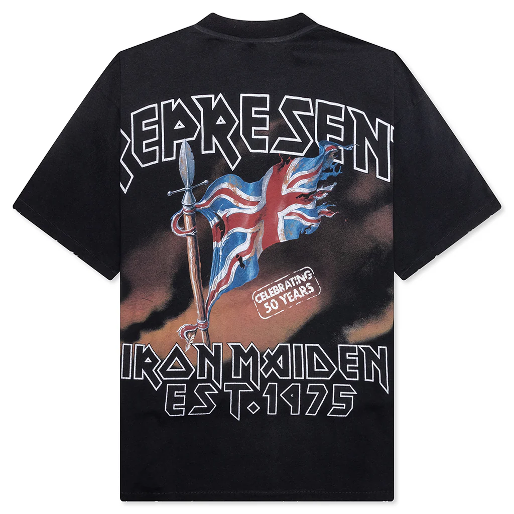 Represent x Iron Maiden Steed T-Shirt - Stained Black - Image 2