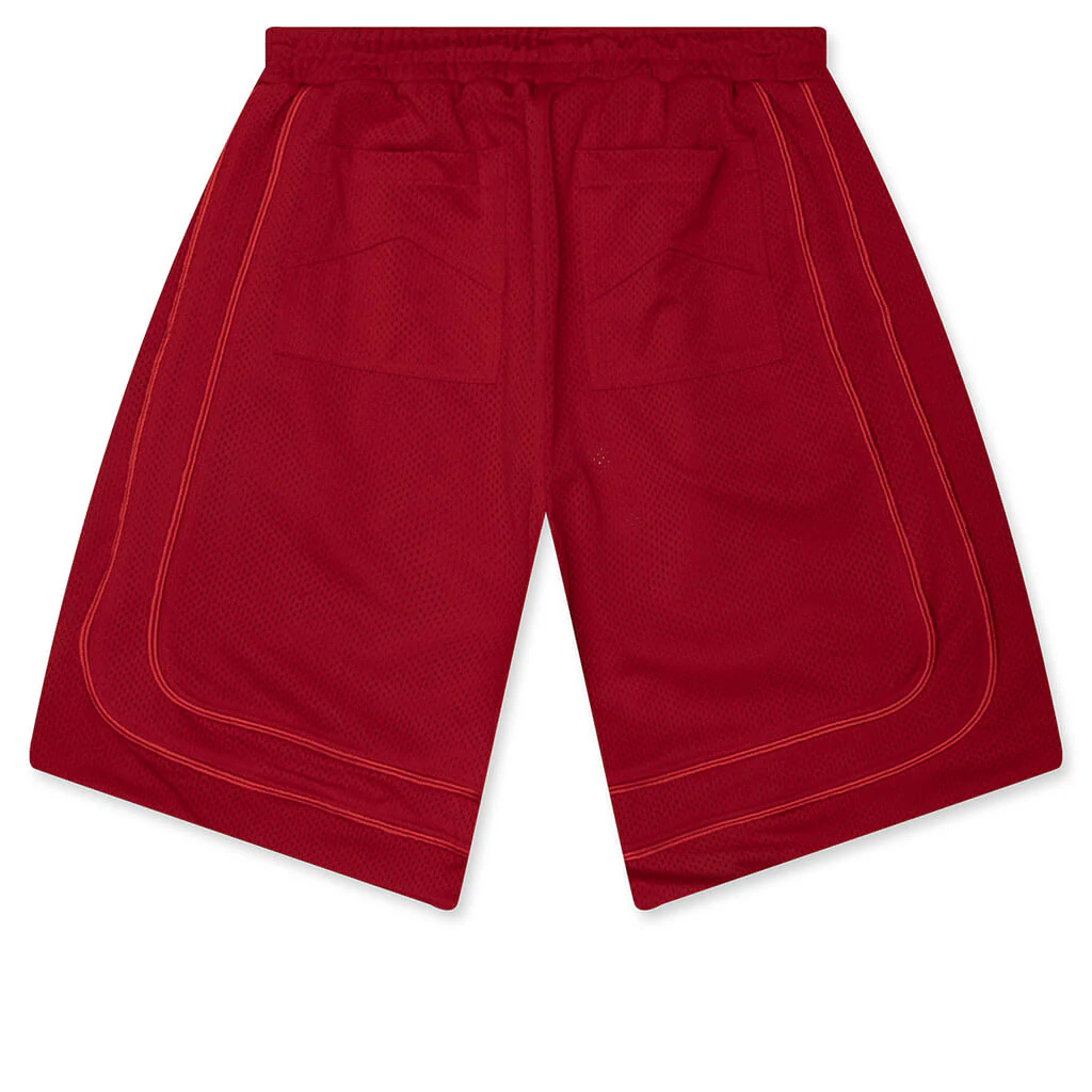 Baggy Mesh Collegiate Logo Shorts - Red - Image 2