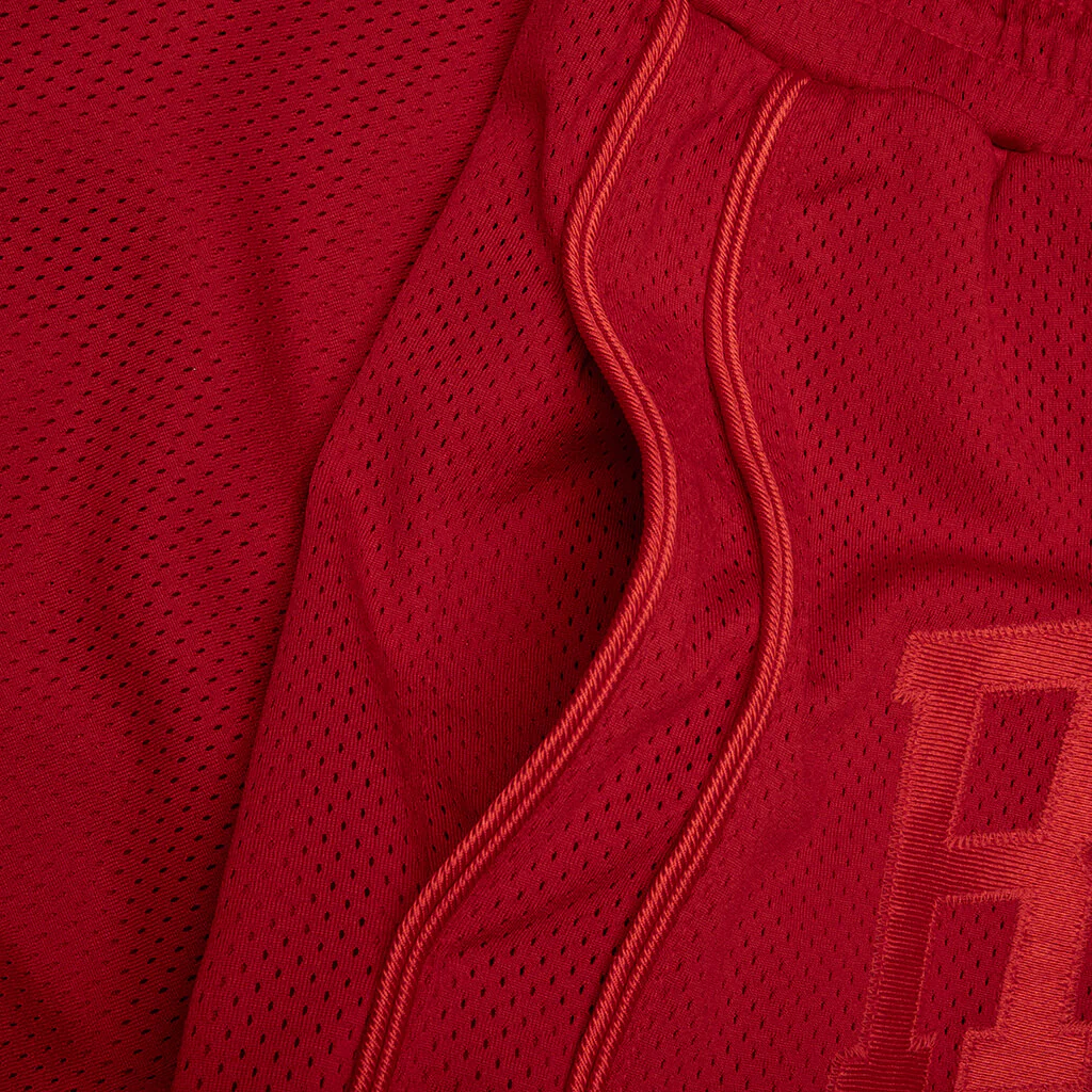 Baggy Mesh Collegiate Logo Shorts - Red - Image 4