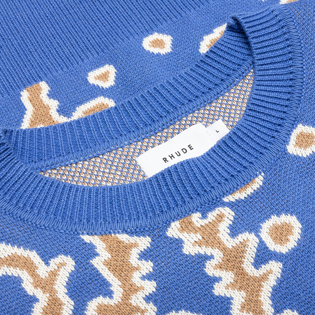 Bandana Knit Crewneck - Light Blue - Image 3