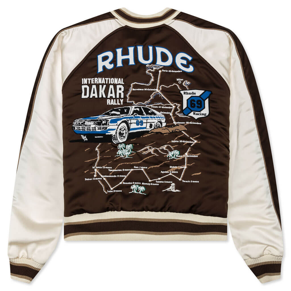Crepe Satin Souvenir Jacket - Brown/Cream - Image 2