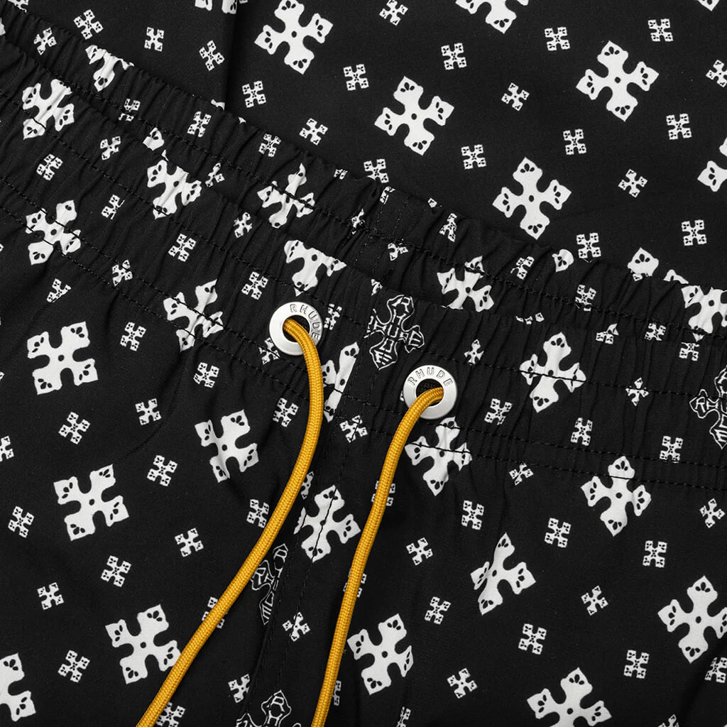Cross Bandana Swim Short - Black/White - Image 4