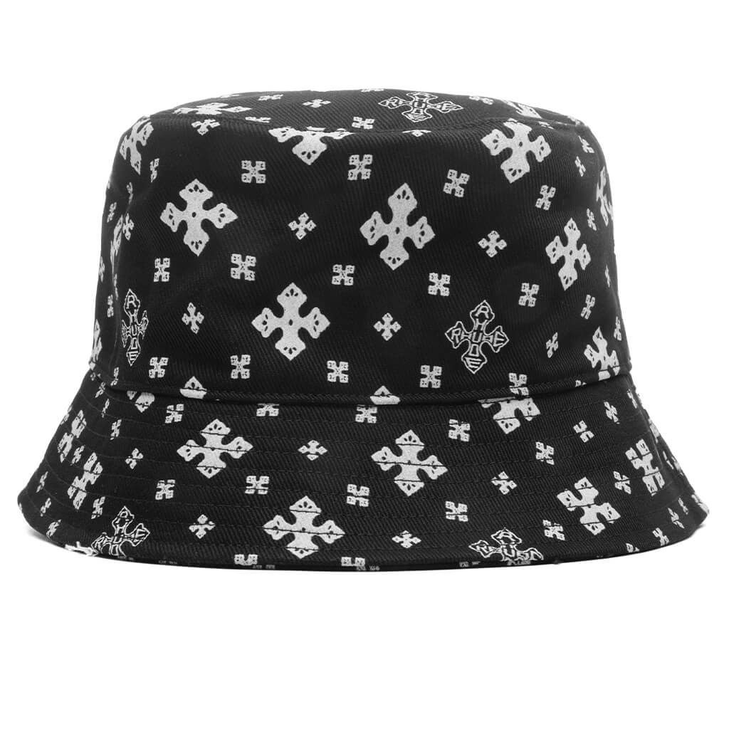 Cross Banddana Bucket Hat - Black/White - Image 3