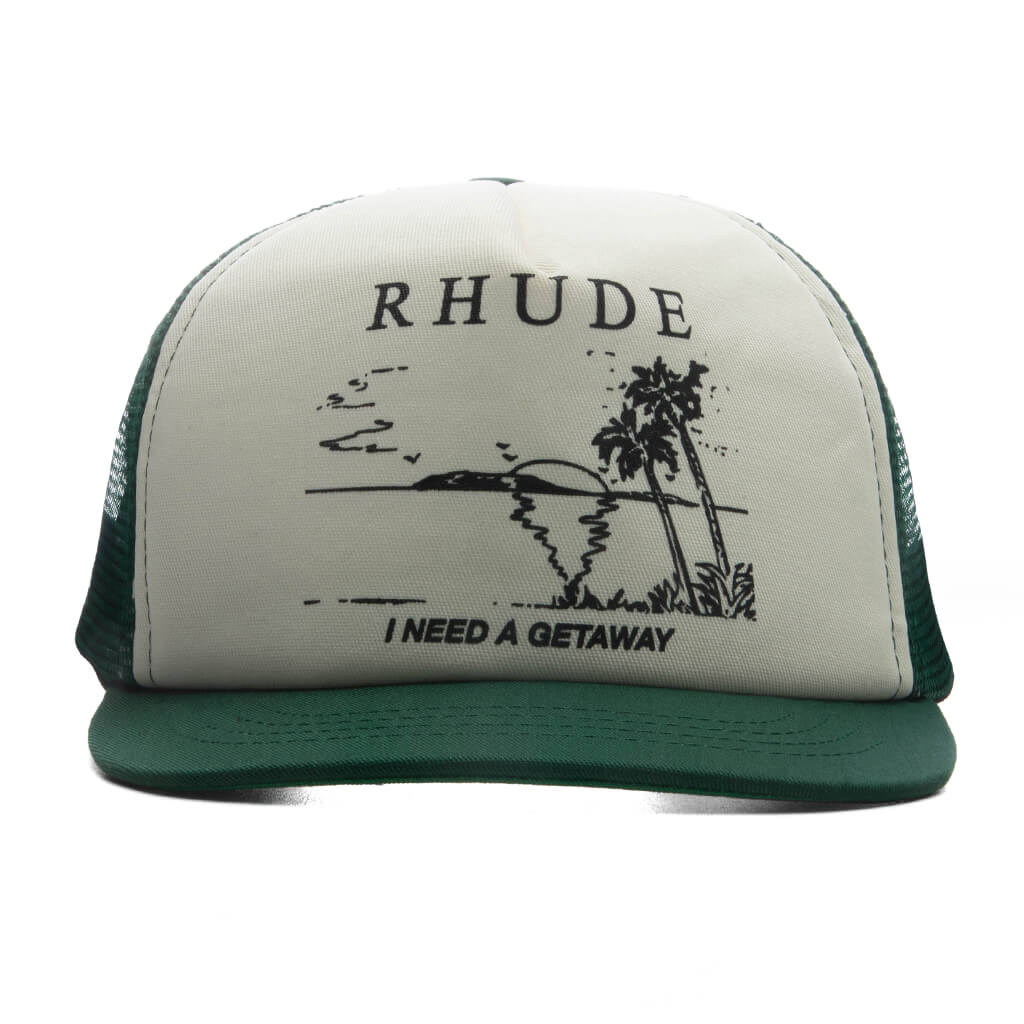 I Need A Getaway Trucker Hat - Green/White