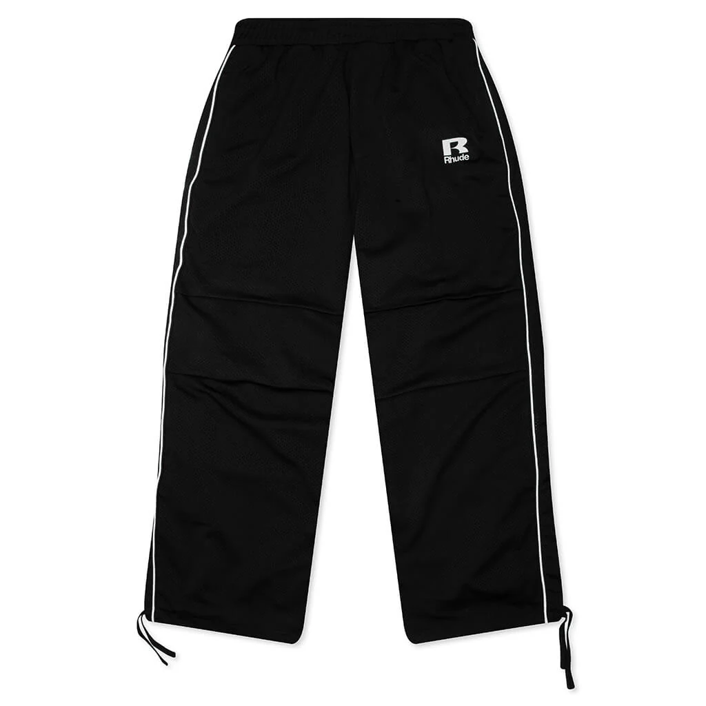 Rhude Mesh Piping Parachute Track Pant - Black/White