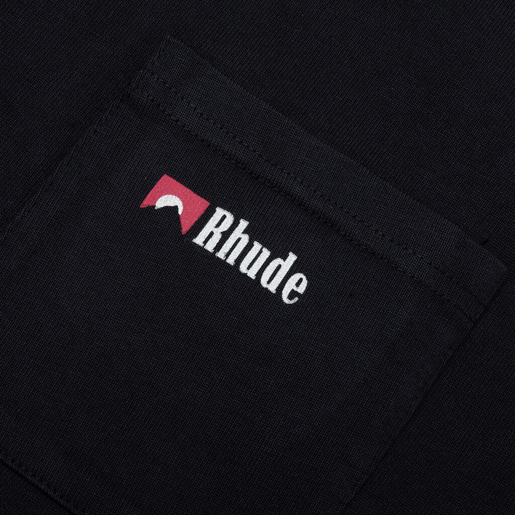 Moonlight Wolf Pocket Tee - Vintage Black/White/Red - Image 3