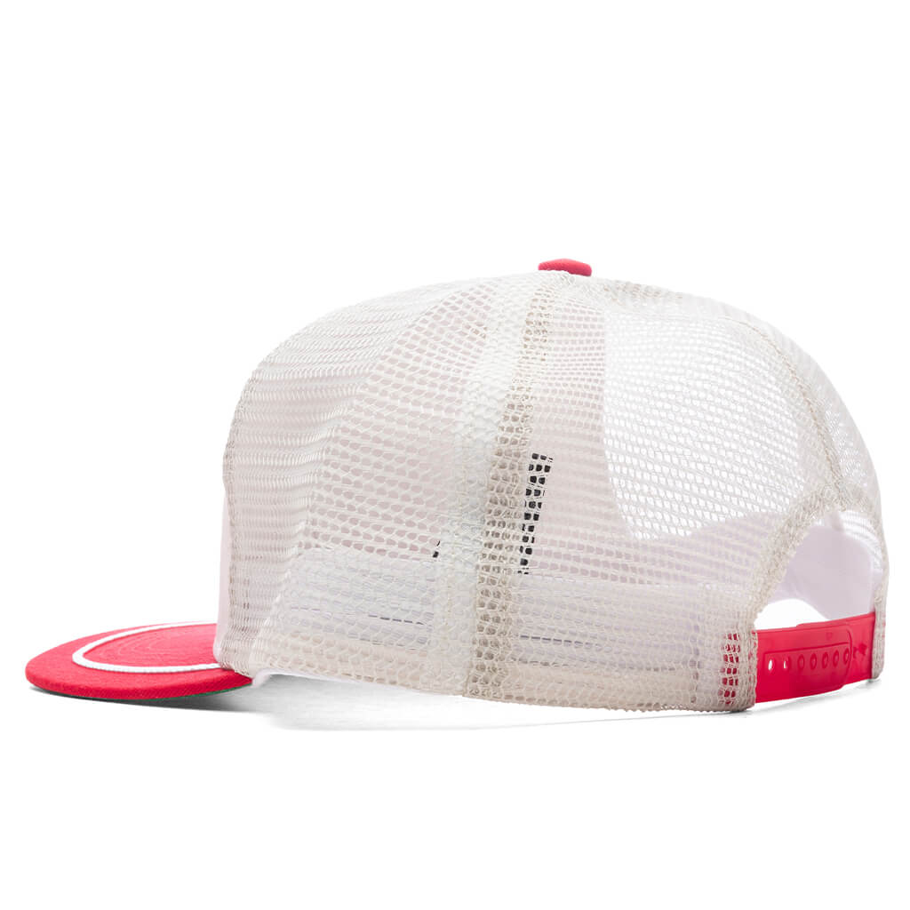 Patch Trucker Hat - Off White/Red - Image 4