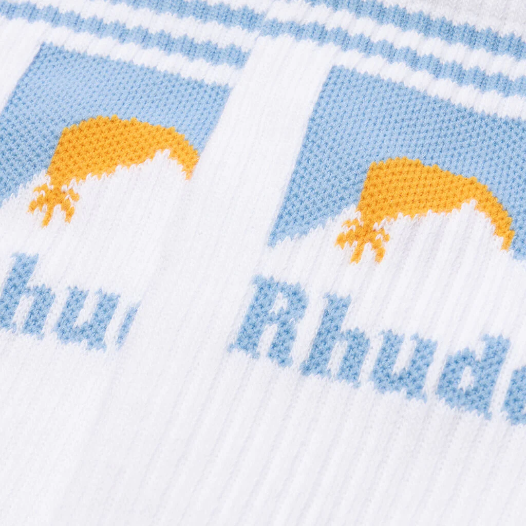 Striped Moonlight Sock - White/Blue/Yellow - Image 2