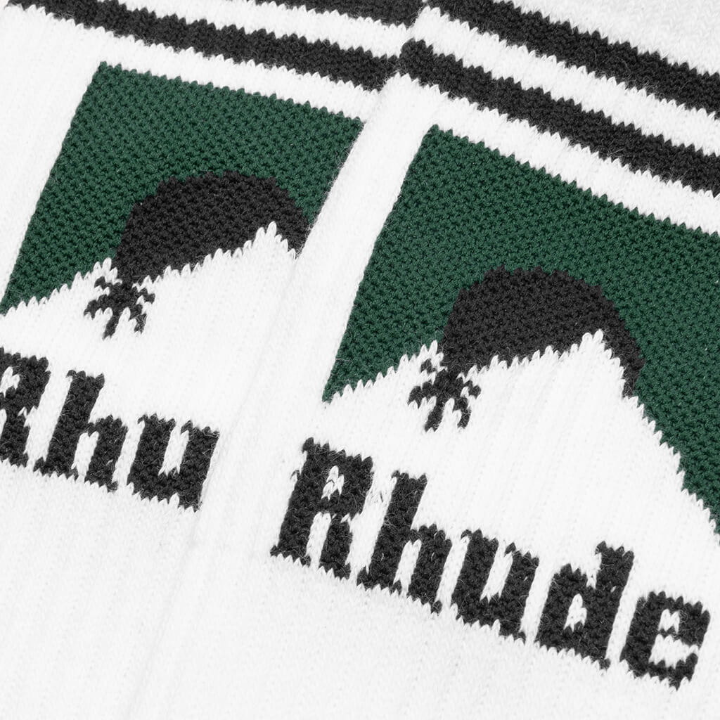Striped Moonlight Sock - White/Navy/Green - Image 2