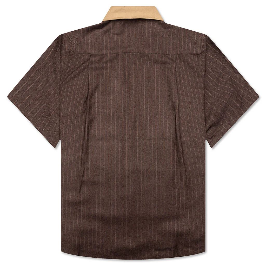 Twill Stripe Mechanic Shirt - Brown/Tan - Image 2