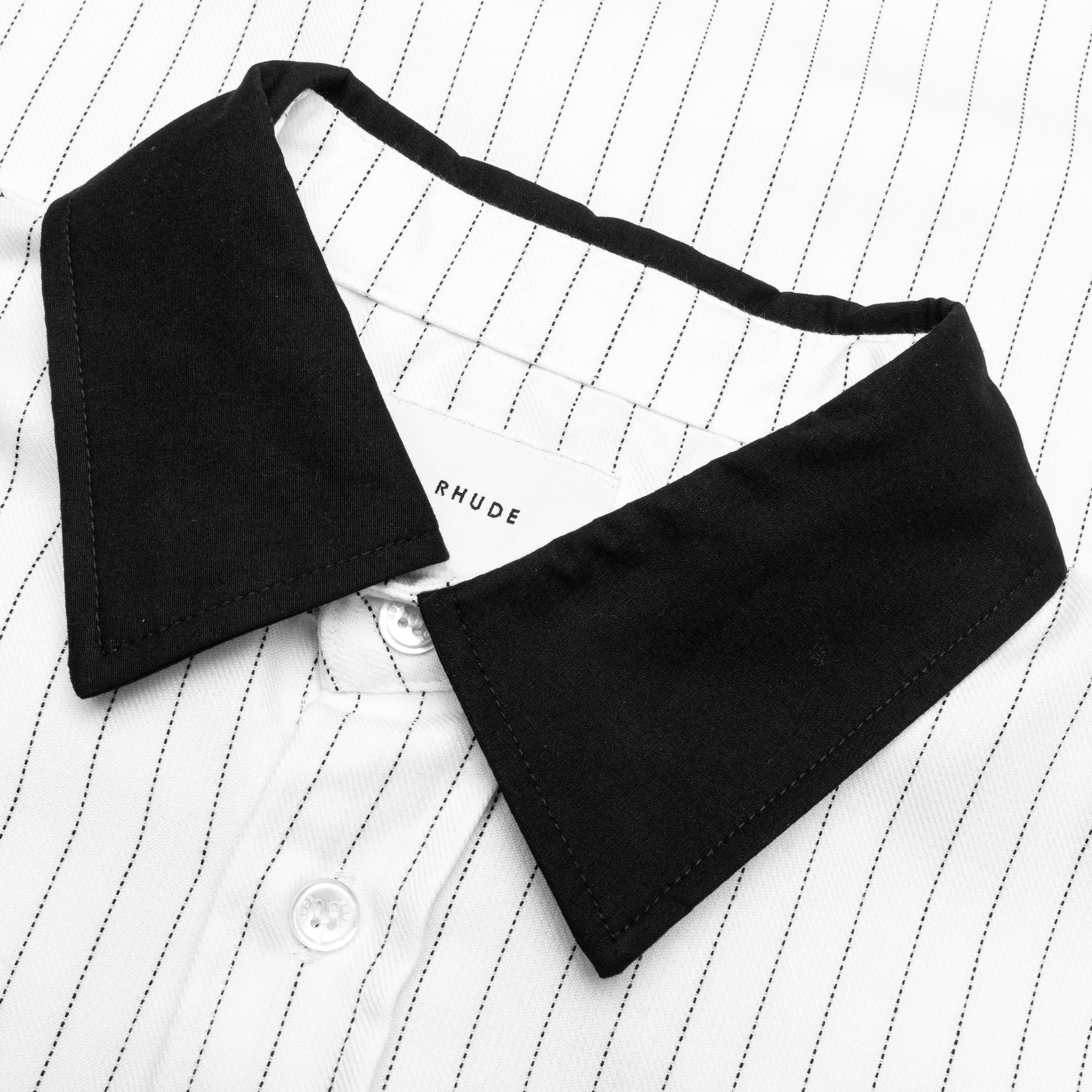 Twill Stripe Mechanic Shirt - White/Black - Image 3