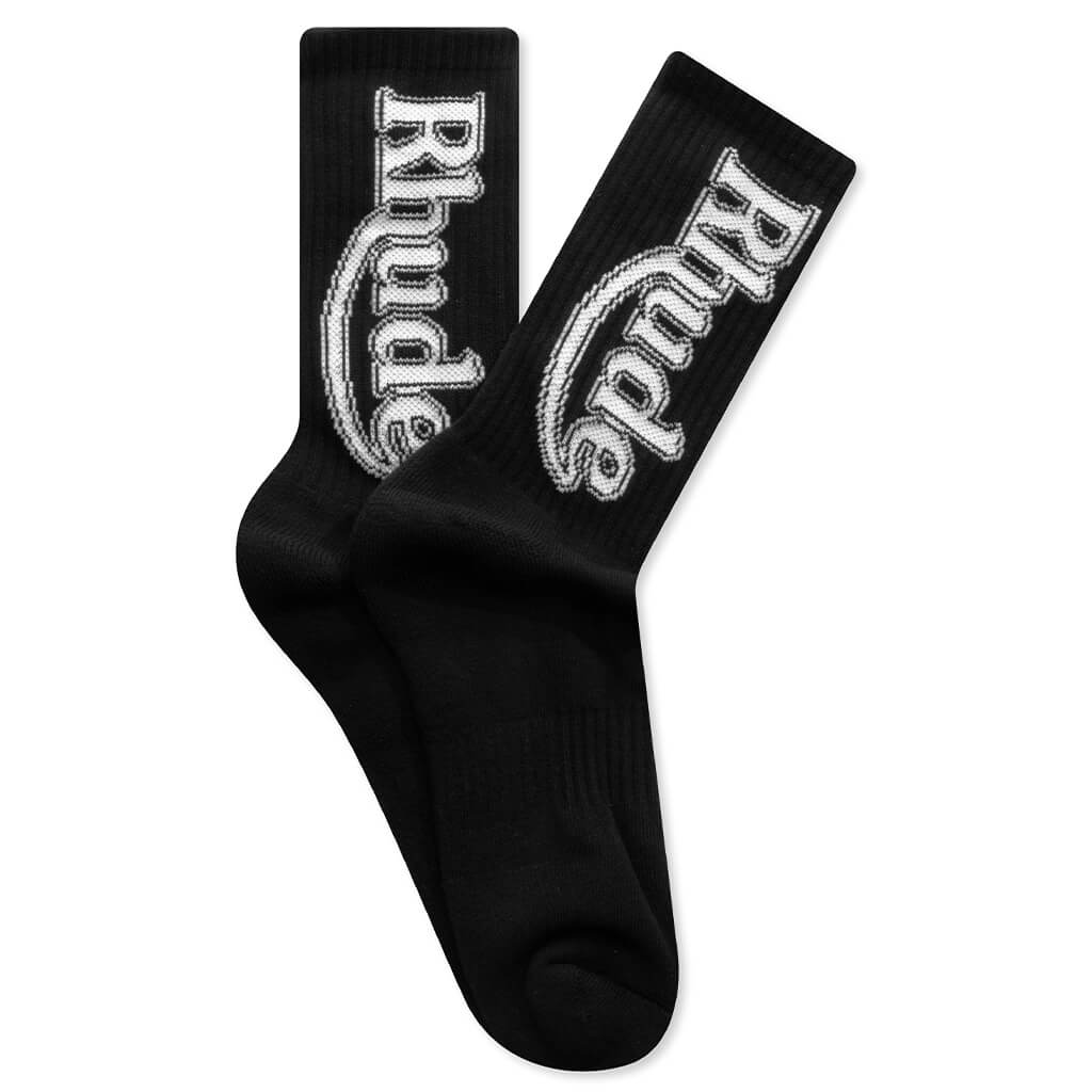 Vertical Race Track Sock - Black/White