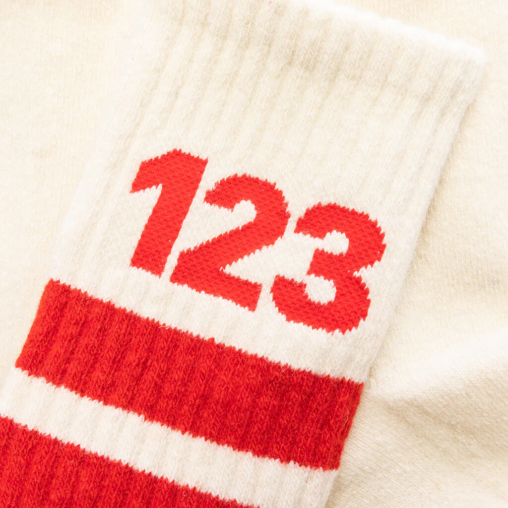 123 Socks - Vintage White/Red - Image 2