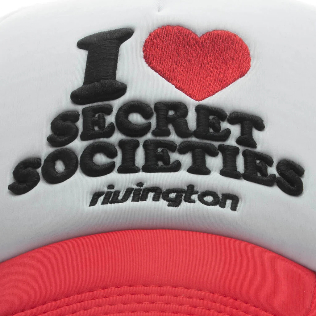Secret Societies Trucker Hat - White/Red - Image 2