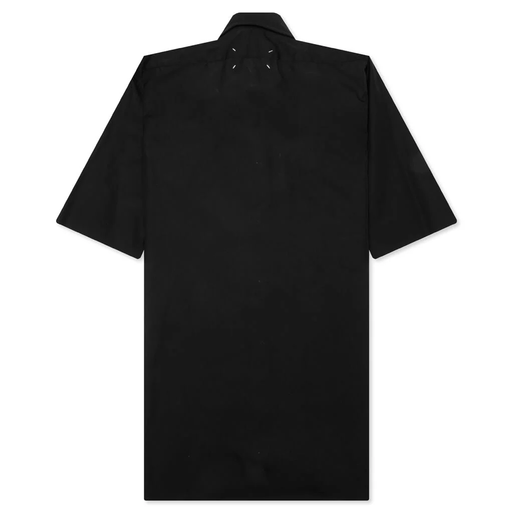 Point Collar Short Sleeve Shirt - Black - Image 2