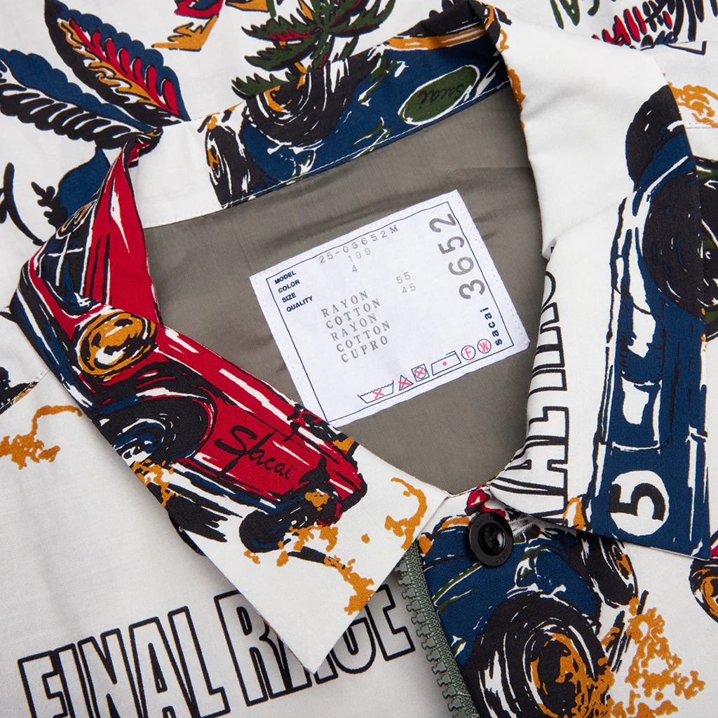 Car Race Tropical Print Shirt - Ivory - Image 3