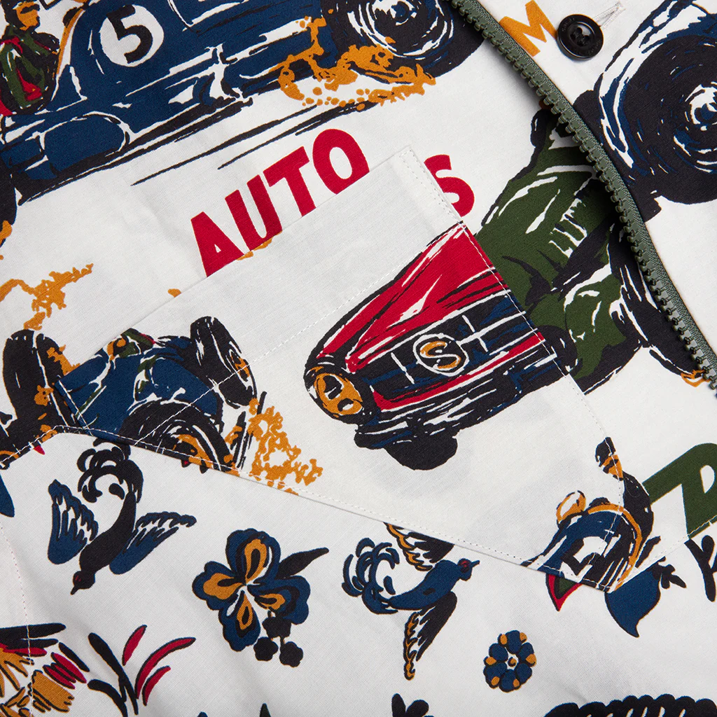 Car Race Tropical Print Shirt - Ivory - Image 4