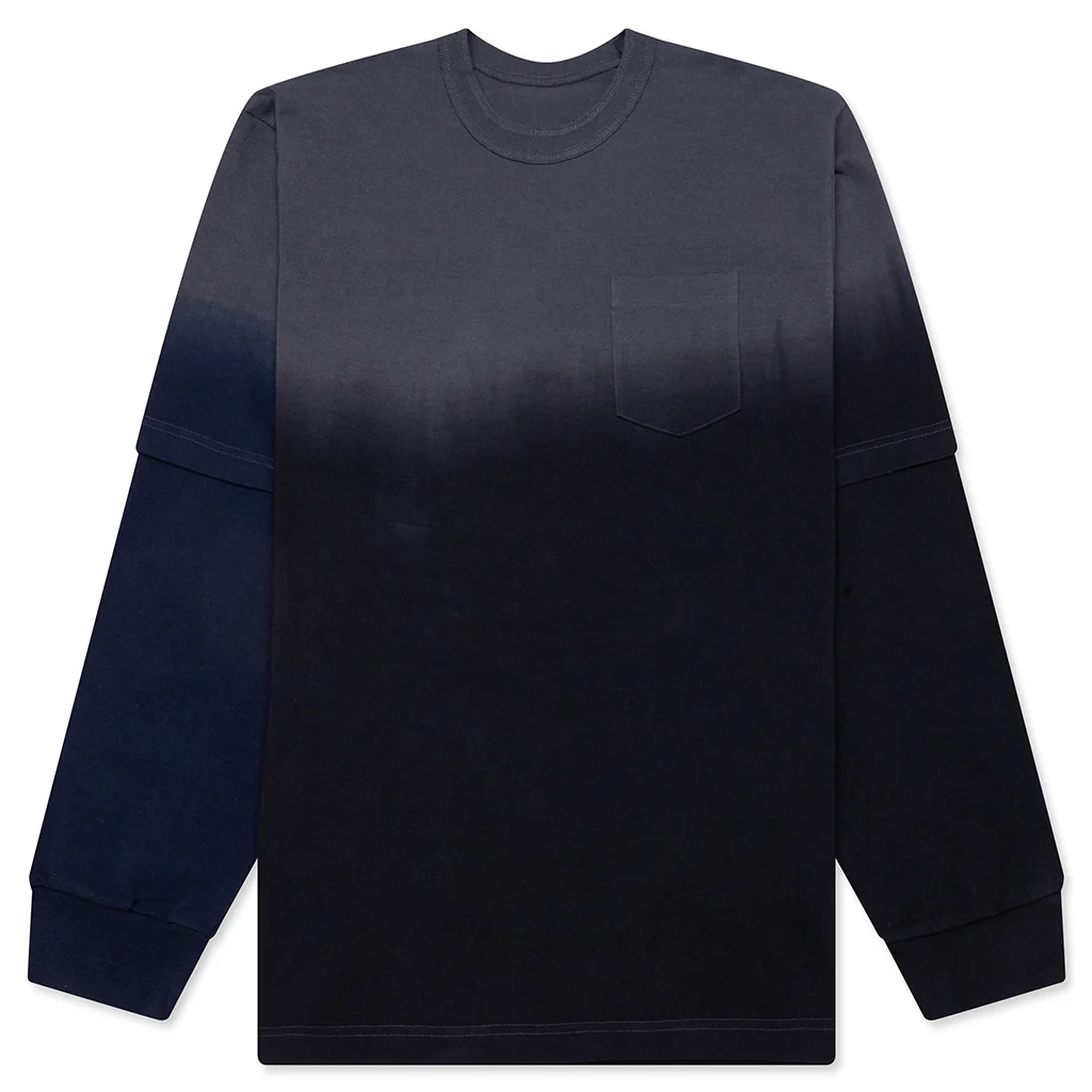 Garment Dye Cotton Jersey L/S T-Shirt - Black