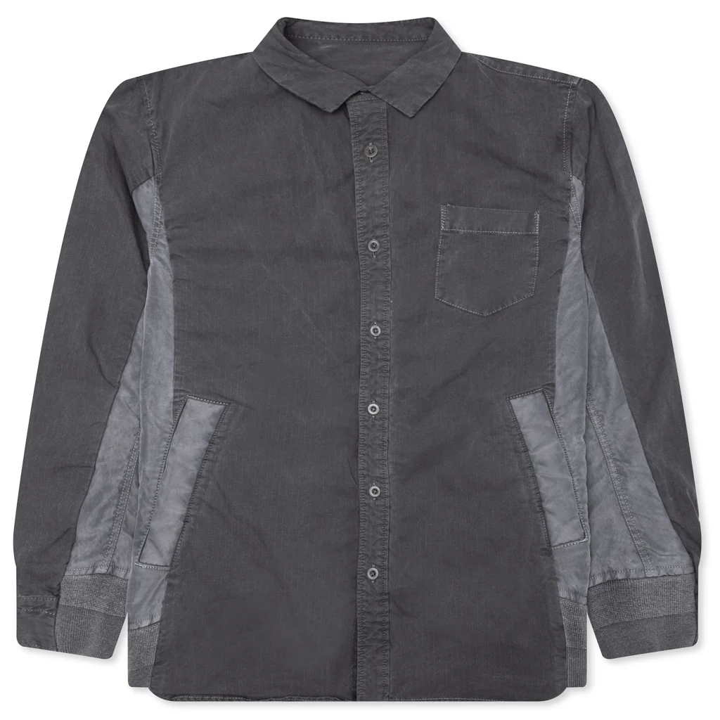Garment Dye Rip Stop X Nylon Twill Shirt - Black