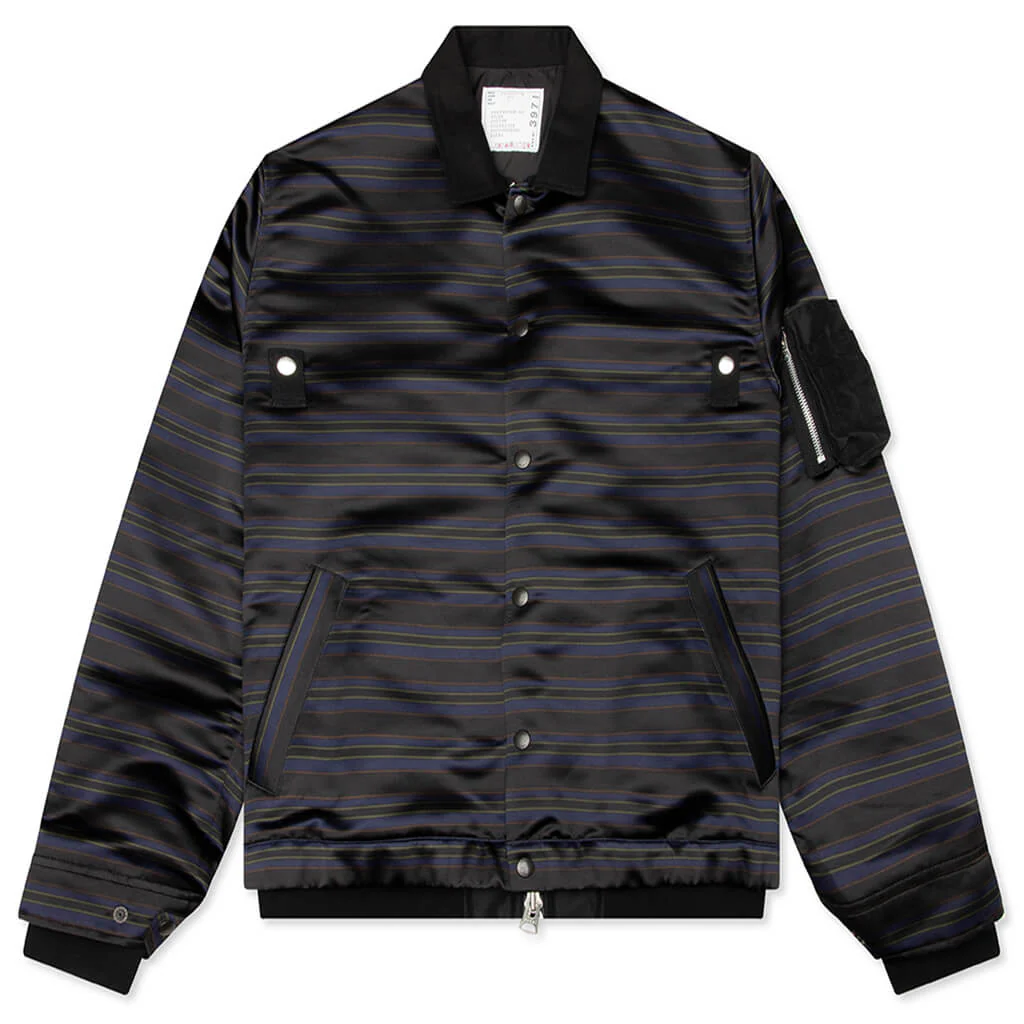 Horizontal Stripe Blouson - Black/Navy