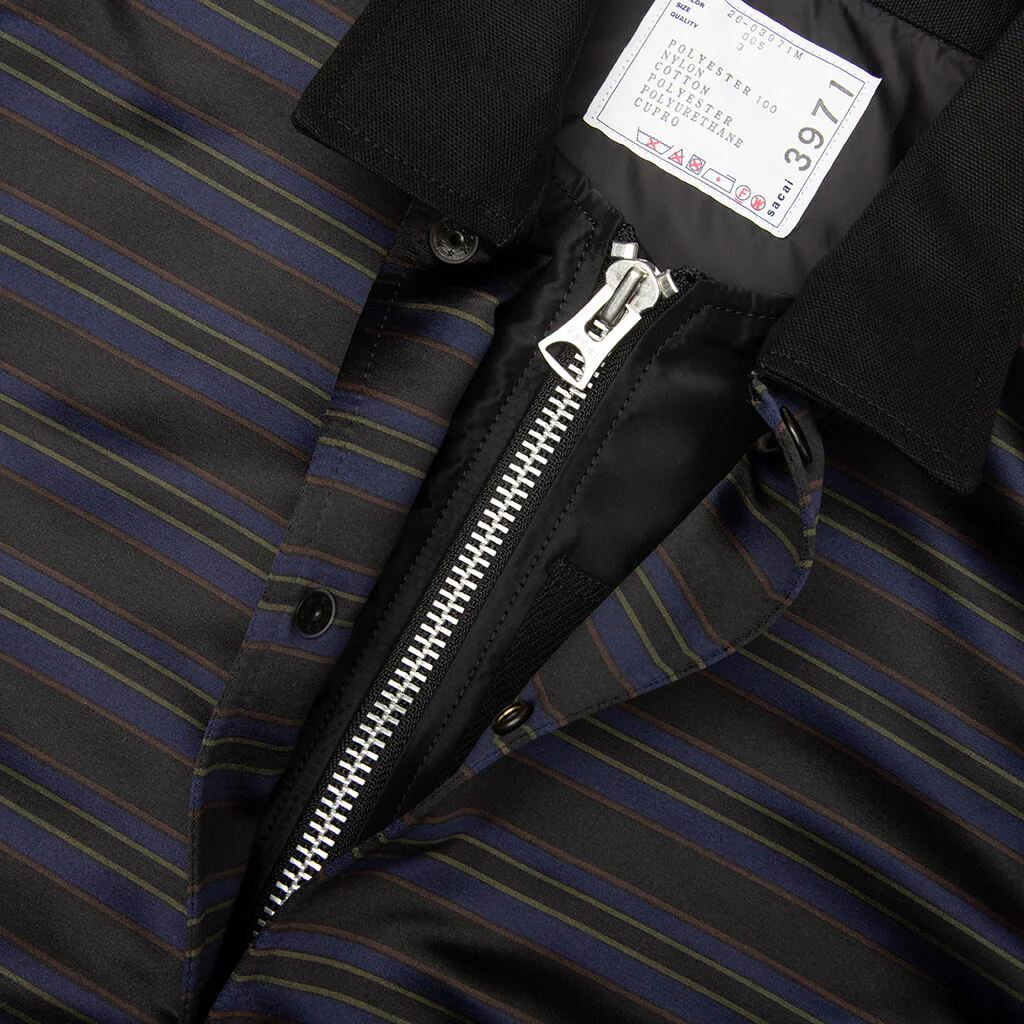 Horizontal Stripe Blouson - Black/Navy - Image 3
