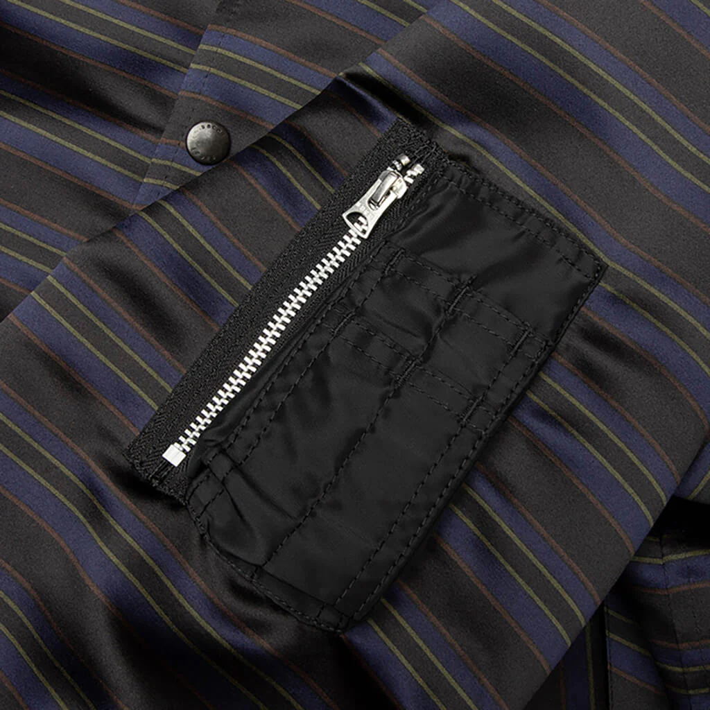 Horizontal Stripe Blouson - Black/Navy - Image 4