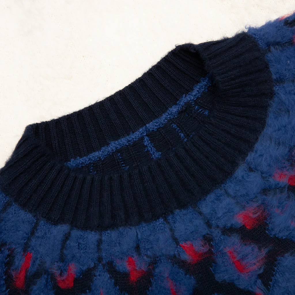 Jacquard Knit Pullover - Navy - Image 3